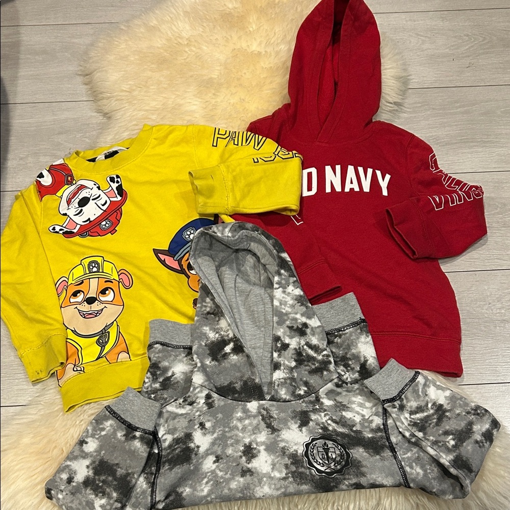 H&M Old Navy  Epic Threads Red Hoodie and Yellow Graphic Sweatshirt Set
